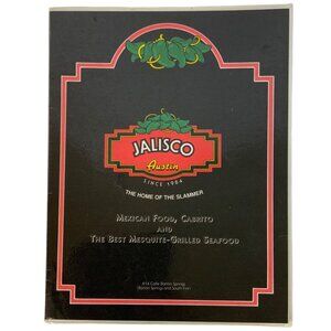 Jalisco Austin Restaurant Menu With Mexican Cuisine & Seafood Details 90s